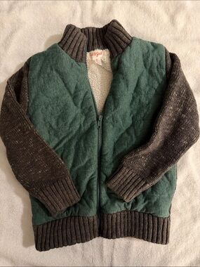 Cat & Jack Green and Brown Quilted Sherpa-Lined Kids Jacket